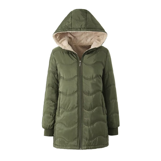 Women's Hooded Fleece Lined Winter Warm Keeping Jacket With Pockets - LAKD London