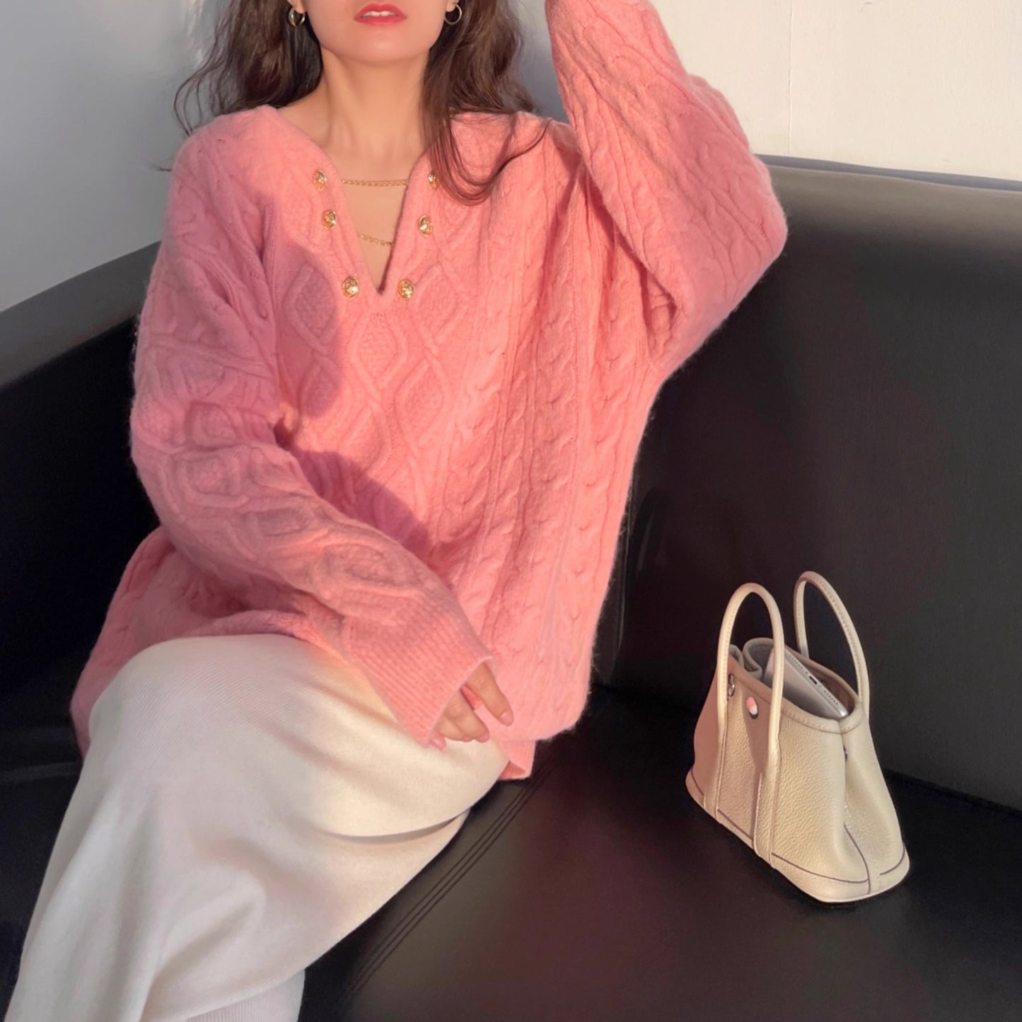 Women's Elegant Loose Knitted Pullover Top Soft Commuter Style Everyday - LAKD London