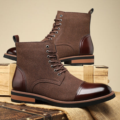 Men's Casual Leather Martin Boots Trendy Stylish All Match Footwear