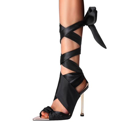 Women's Luxury Lace Up Open Toe Pointed High Heel Sandals