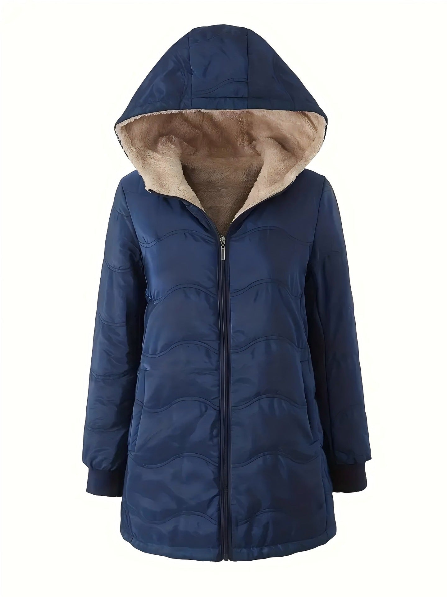 Women's Hooded Fleece Lined Winter Warm Keeping Jacket With Pockets - LAKD London