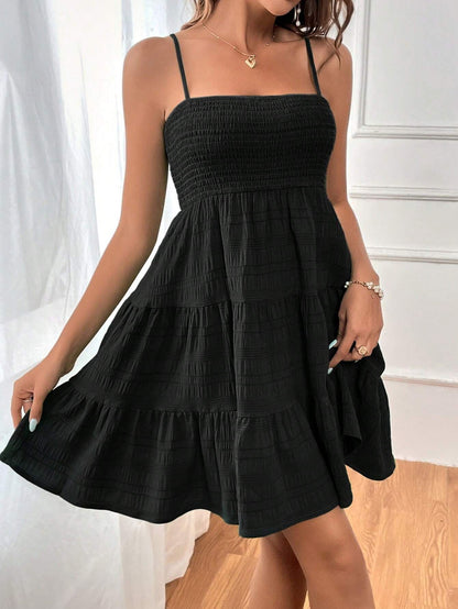 Women's Pure Colour Textured Dress High Waist All Matching Style - LAKD London
