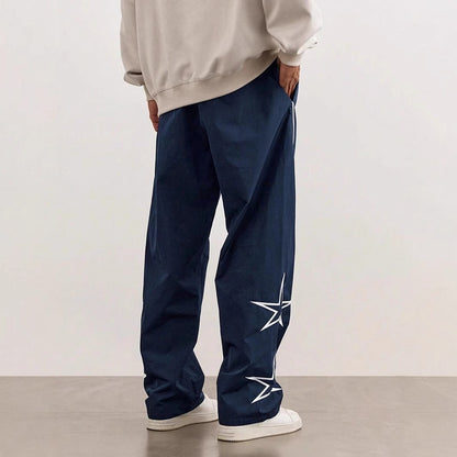 Men's Embroidered Street Retro Trousers Straight Leg Casual Style Wear - LAKD London