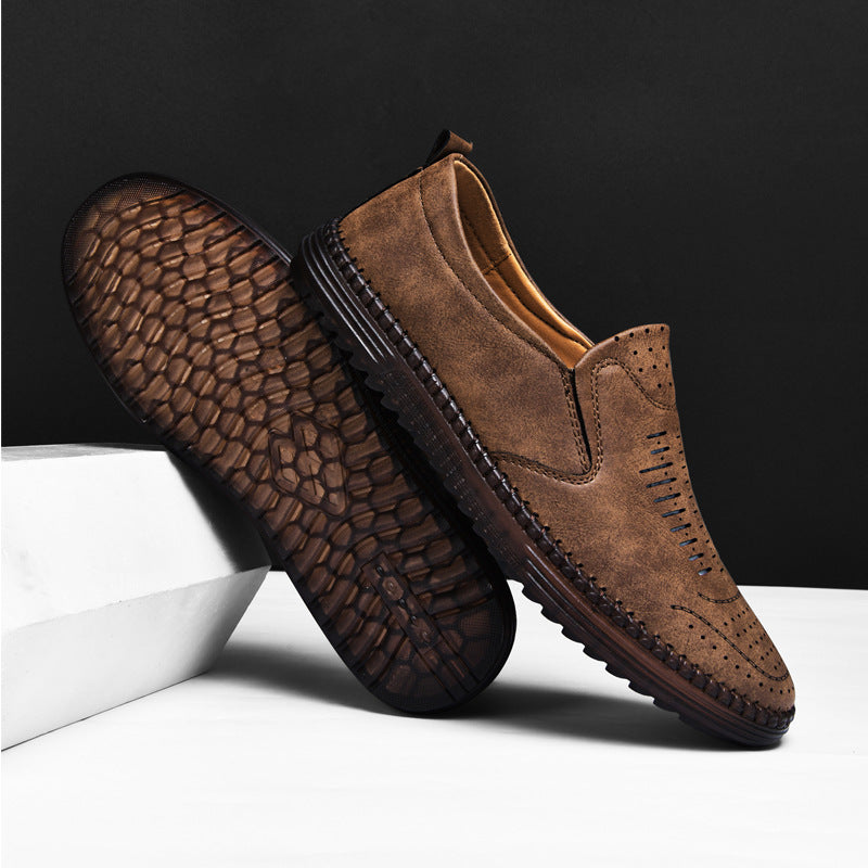 Men's Outdoor Suede Leather Casual Flat Slip On Shoes - LAKD London