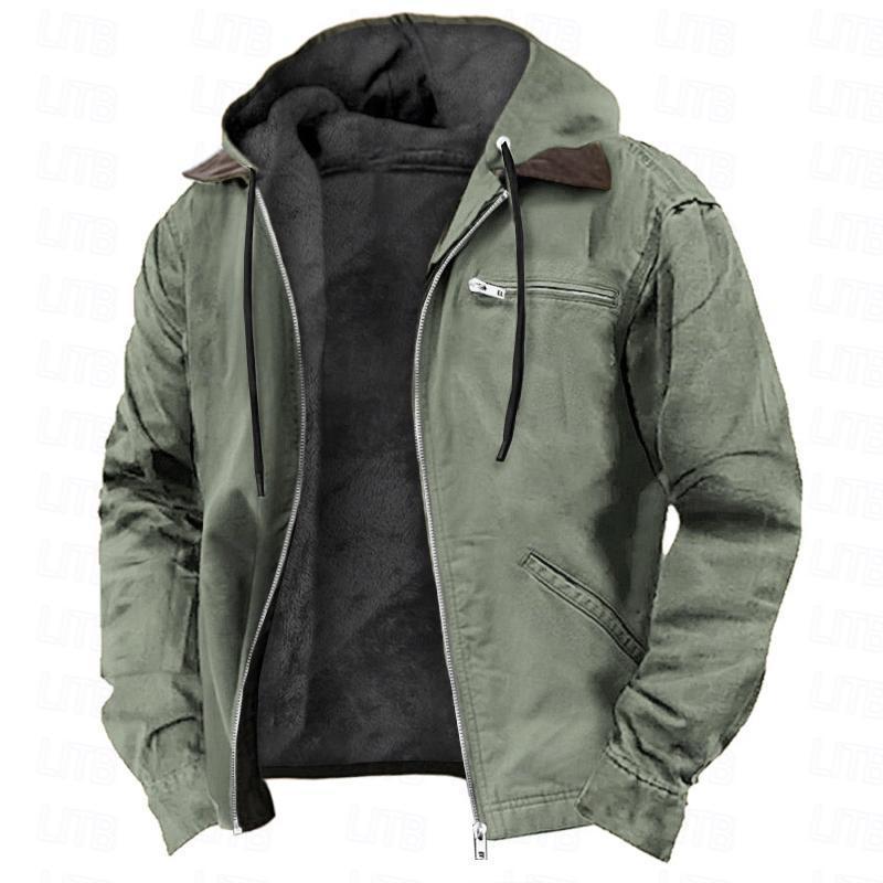 Men's Fleece Hooded Zip Jacket Warm Casual Winter Coat - LAKD London