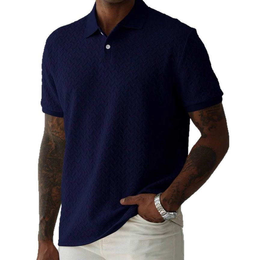 Men's Classic Short Sleeve Button Collar Polo Shirt Smart Casual - LAKD London