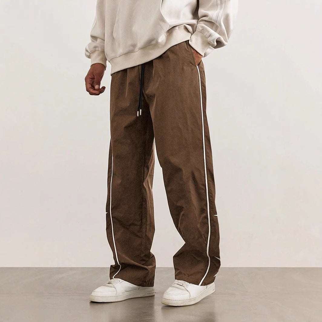 Men's Embroidered Street Retro Trousers Straight Leg Casual Style Wear - LAKD London