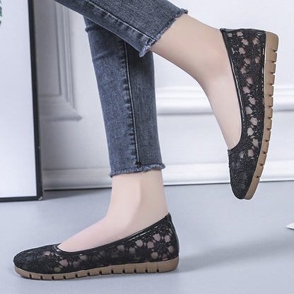 Women's Lace Mesh Hollow Round Toe Mom Shoes Casual Comfort - LAKD London
