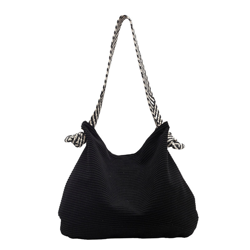 Women's Stylish Corduroy Shoulder Bag Soft Lightweight Everyday Casual Carry - LAKD London