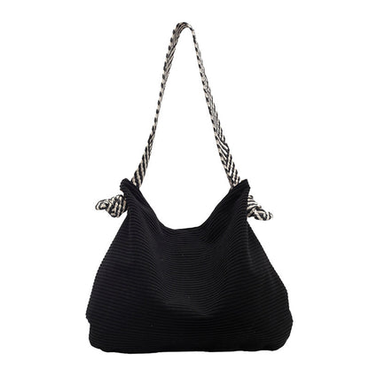 Women's Stylish Corduroy Shoulder Bag Soft Lightweight Everyday Casual Carry - LAKD London
