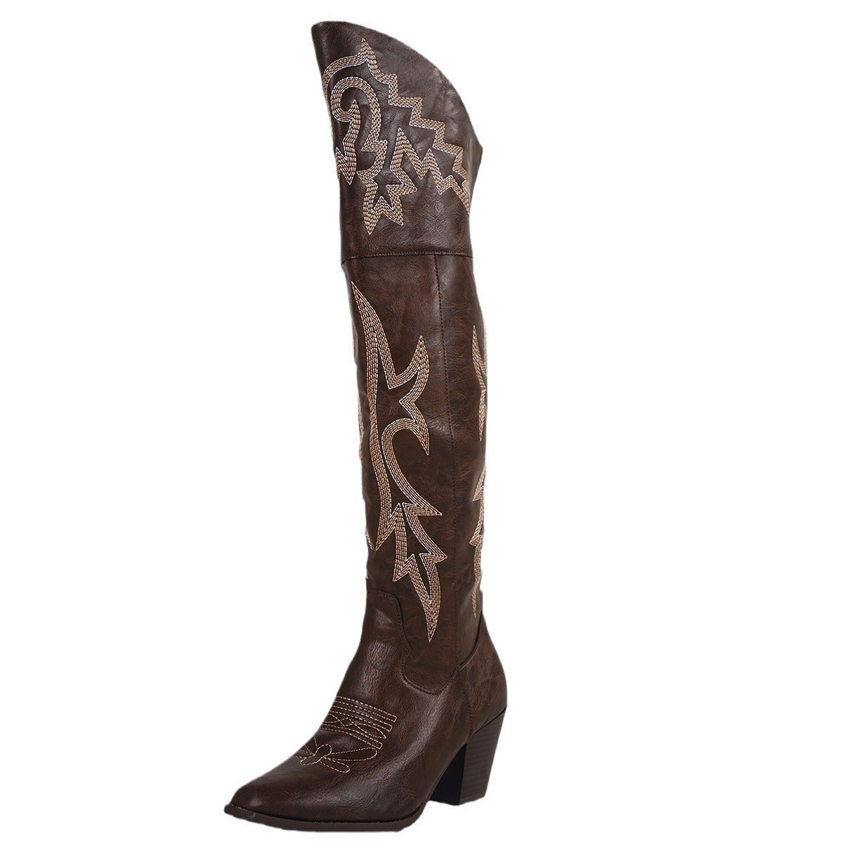 Women's Premium Quality Western Denim Over Knee Zipper Boots