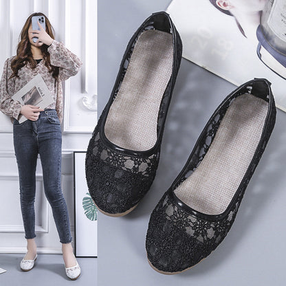 Women's Lace Mesh Hollow Round Toe Mom Shoes Casual Comfort - LAKD London