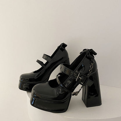 Women's Chunky Heel French Platform Mary Jane Shoes - LAKD London