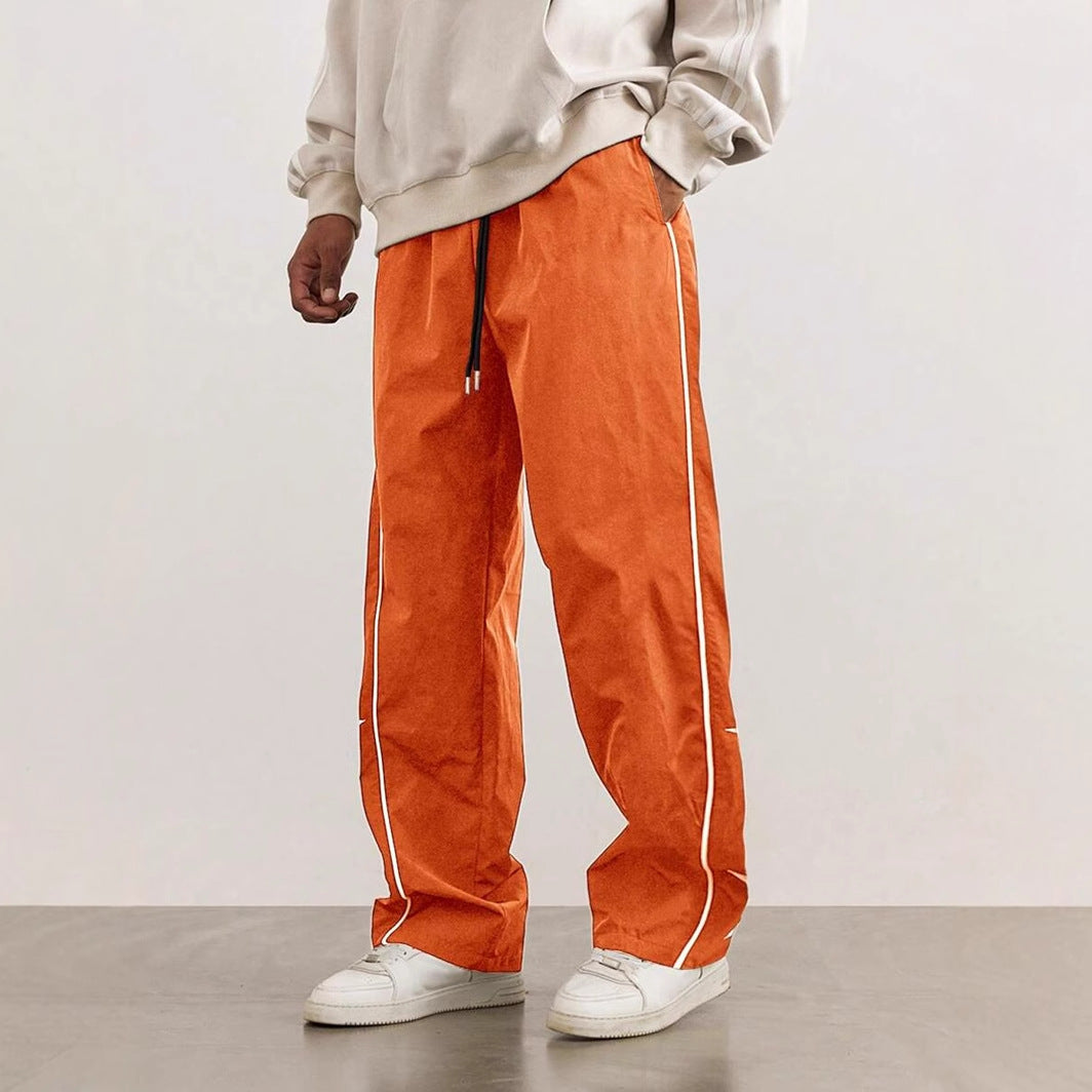 Men's Embroidered Street Retro Trousers Straight Leg Casual Style Wear - LAKD London