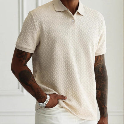 Men's Classic Short Sleeve Button Collar Polo Shirt Smart Casual - LAKD London