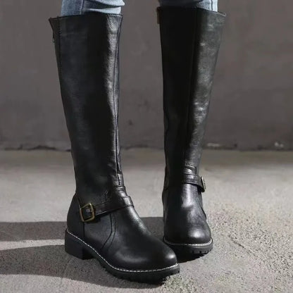 Women's Leathe High Knee Boots - Orthopedic Riding Versatile Style Shoe