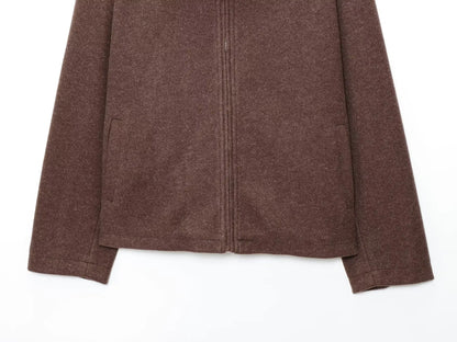 Women's Lapel Woolen Textured Casual Versatile Streetwear Jacket