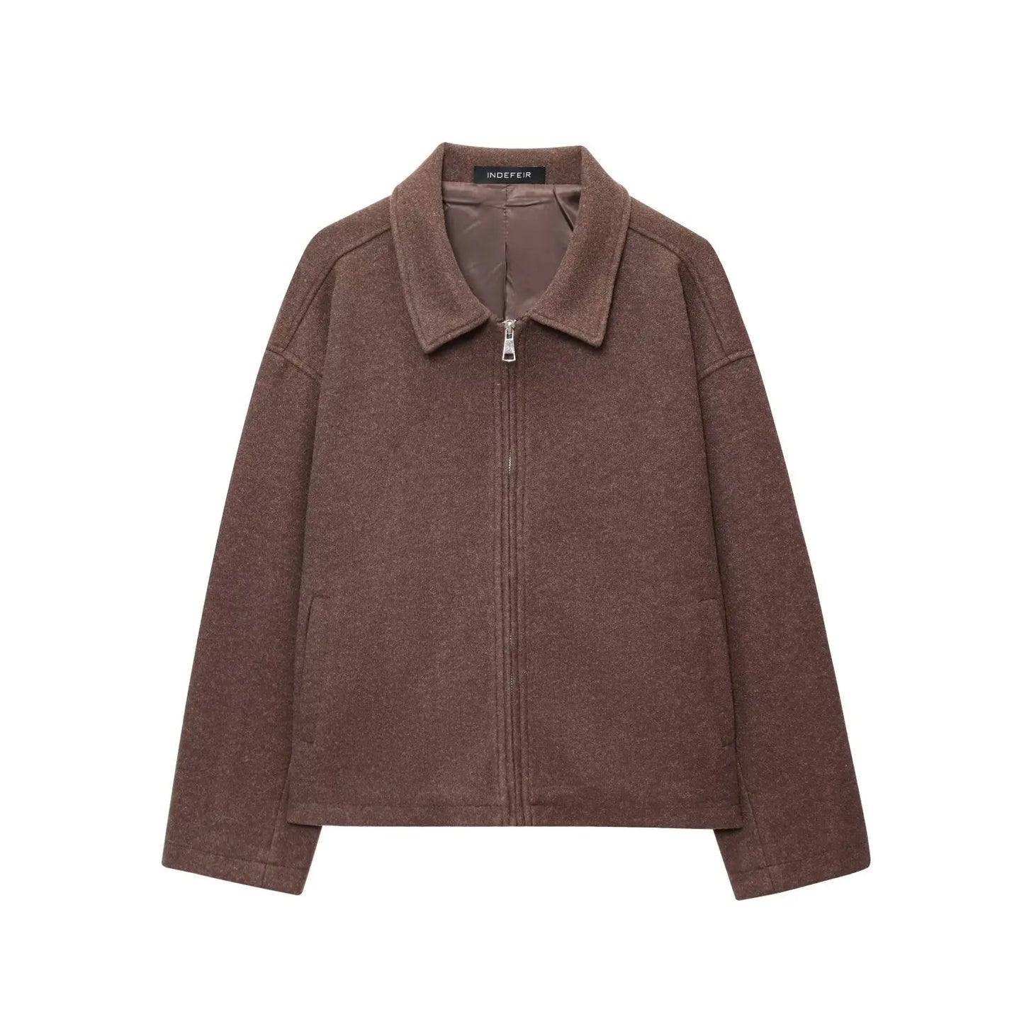 Women's Lapel Woolen Textured Casual Versatile Streetwear Jacket