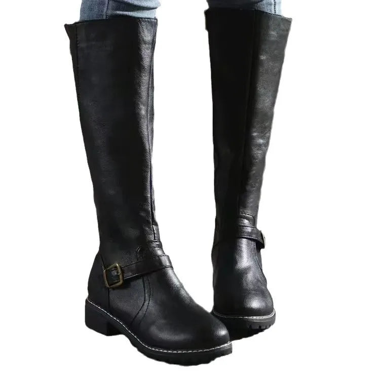 Women's Leathe High Knee Boots - Orthopedic Riding Versatile Style Shoe