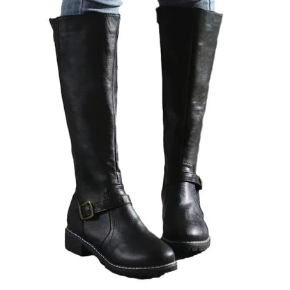 Women's Leathe High Knee Boots - Orthopedic Riding Versatile Style Shoe