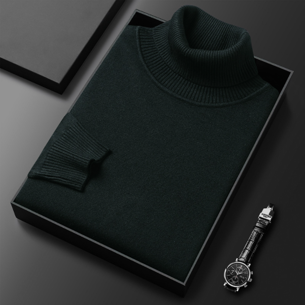Men's Spring Solid Classic Turtleneck Knit Smart Casual Sweater