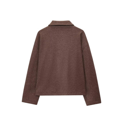 Women's Lapel Woolen Textured Casual Versatile Streetwear Jacket