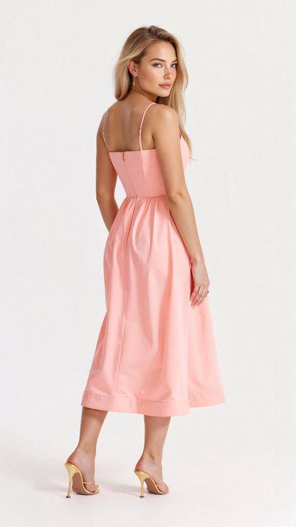 Women's Strappy A Line Midi Dress Ascot Style Summer Occasion