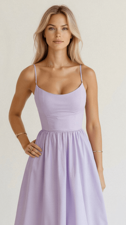 Women's Strappy A Line Midi Dress Ascot Style Summer Occasion