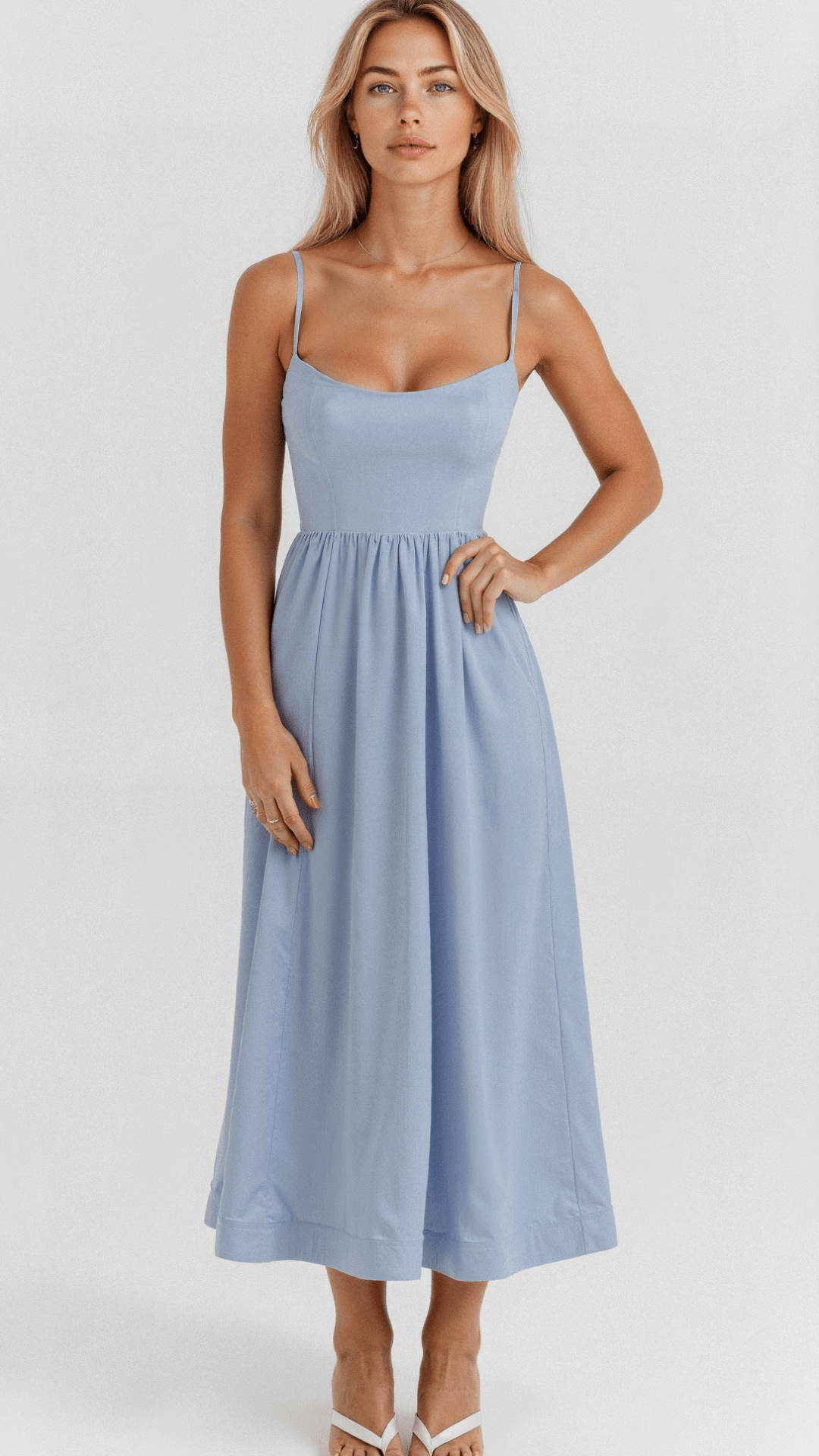 Women's Strappy A Line Midi Dress Ascot Style Summer Occasion