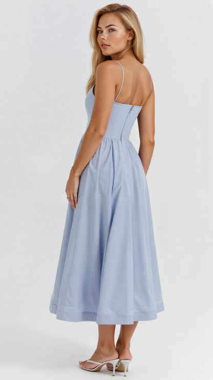 Women's Strappy A Line Midi Dress Ascot Style Summer Occasion