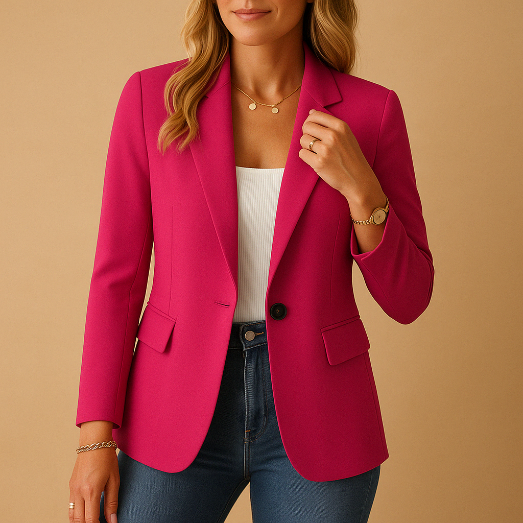 Women's Fitted Tailored Single Breasted Blazer Smart Casual Style - LAKD London