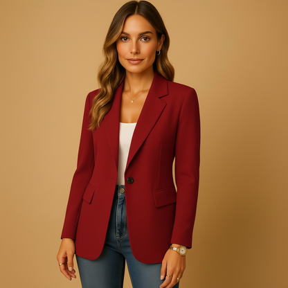 Women's Fitted Tailored Single Breasted Blazer Smart Casual Style - LAKD London