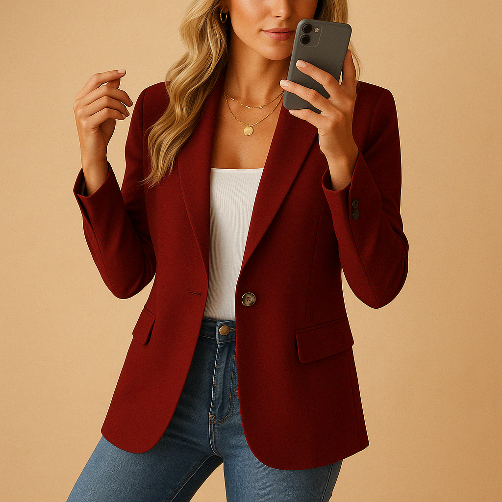 Women's Fitted Tailored Single Breasted Blazer Smart Casual Style - LAKD London