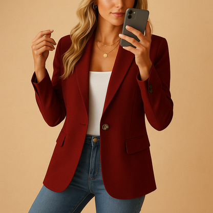 Women's Fitted Tailored Single Breasted Blazer Smart Casual Style - LAKD London