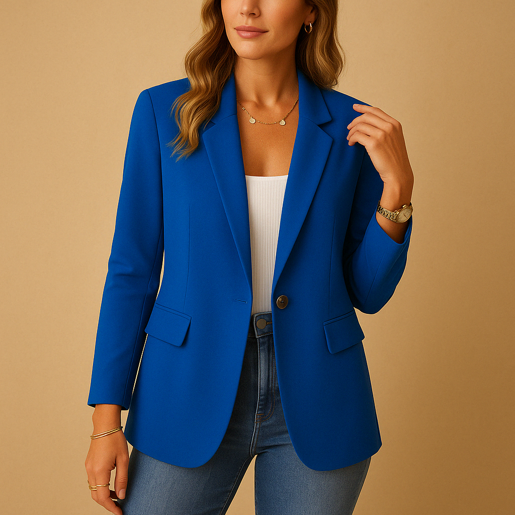 Women's Fitted Tailored Single Breasted Blazer Smart Casual Style - LAKD London