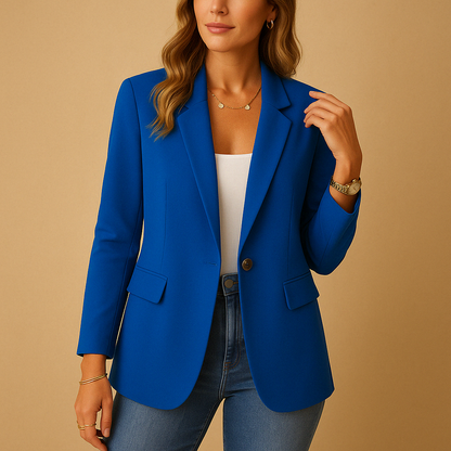Women's Fitted Tailored Single Breasted Blazer Smart Casual Style - LAKD London