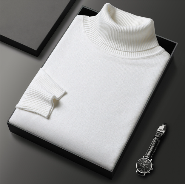 Men's Spring Solid Classic Turtleneck Knit Smart Casual Sweater