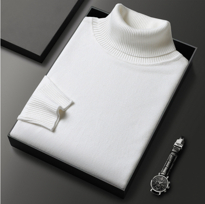 Men's Spring Solid Classic Turtleneck Knit Smart Casual Sweater
