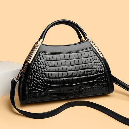 Women's Large Capacity Retro Glossy Crocodile Pattern Handbag
