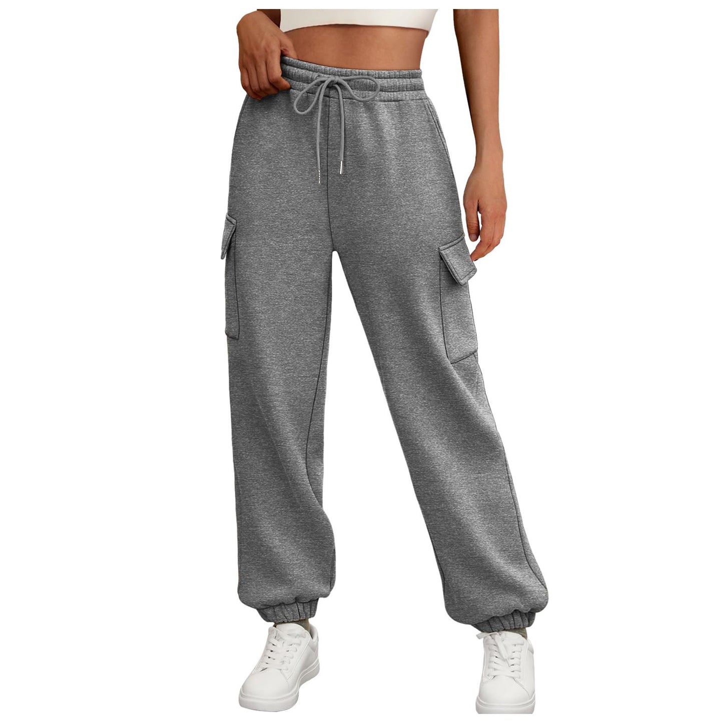 Women's Casual Cargo Fleece Lined Baggy Jogger Sweatpants Trousers Athletic