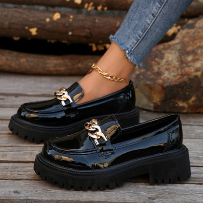Women's Slip-On Round Toe Platform Shoes with Thick Rubber Sole