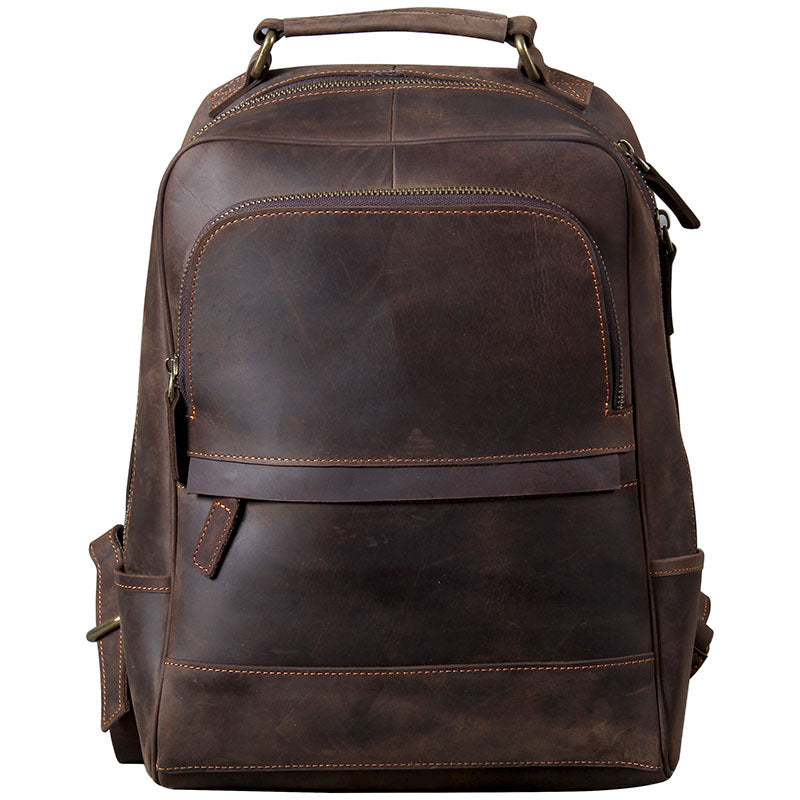 Men's Retro Horse Leather Backpack Genuine Travel Style Casual Durable - LAKD London