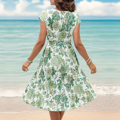 Women's Elegant Lace Up Pleated Midi Dress For Modern Style