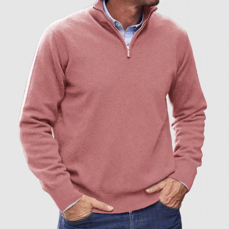 Men's Zipper Polo Ultra Thin Lightweight Long Sleeve Top Casual