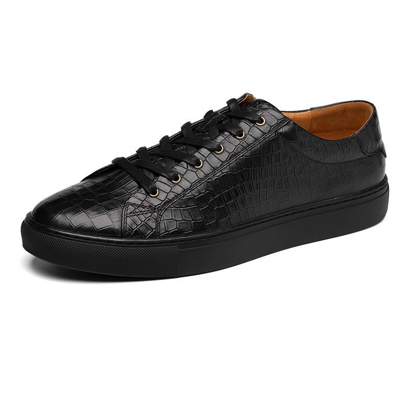 Men's Toe Layer Pattern Sneakers | Low top Croc Pattern Leather Shoes - LAKD London