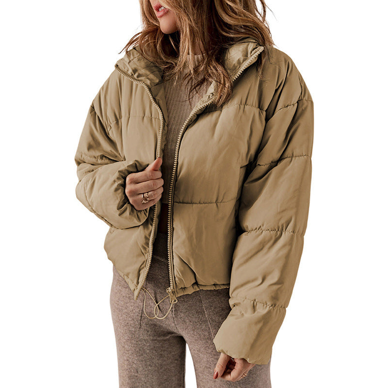 Women's Winter Thickened Cotton Padded Coat with Stand Collar Design
