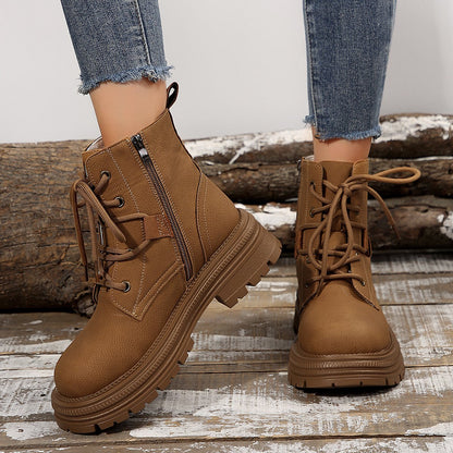 Women's Lace Up Ankle Boots Square Heel Comfortable Everyday Style