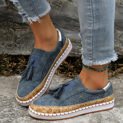 Women's Casual Tassel Loafers Comfortable Slip On Flat Shoes