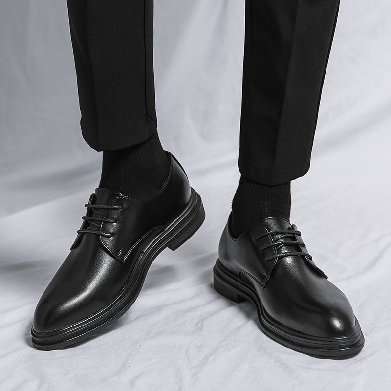Men's Black Patent Derby Dress Shoes Glossy British Formal Style