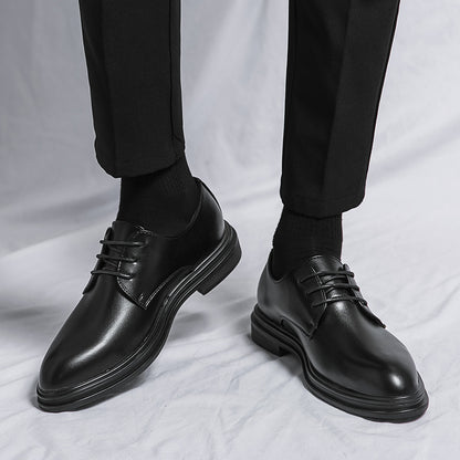 Men's Black Patent Derby Dress Shoes Glossy British Formal Style